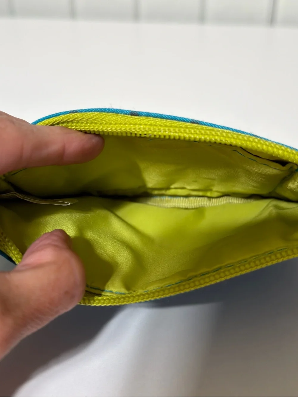 Travelon Teal Geometric ID Pouch with Lime Trim and RFID Blocking